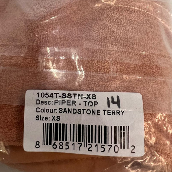 NWT Stone Fox Swim Piper Bikini Top, Sandstone Terry size XS Backless Halter - Picture 15 of 15